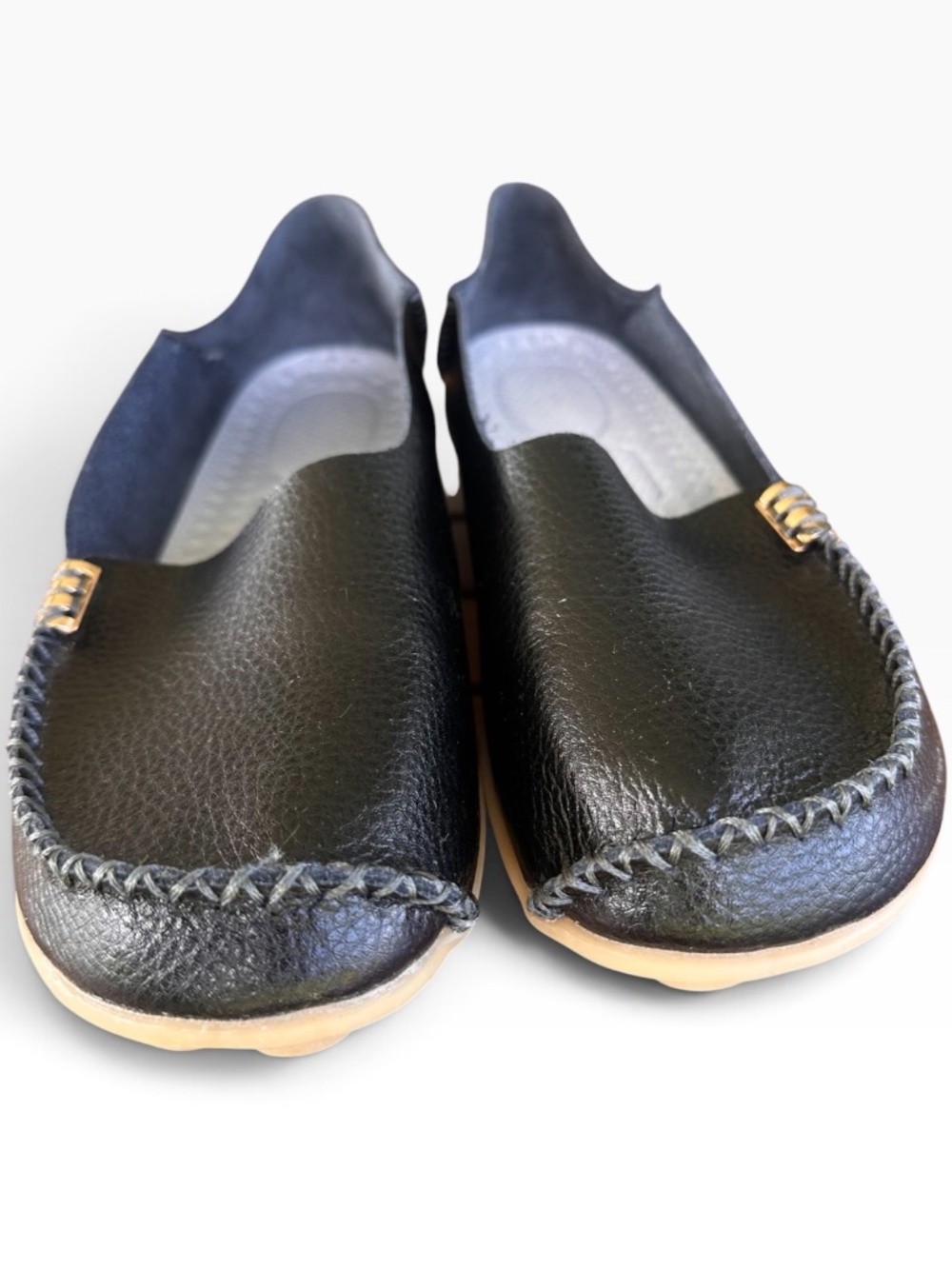 LOT OF 2: Comfort Pebbled Leather Driving Loafers Moccasins Black/Brown Sz 41